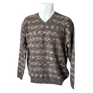 Zegna Lightweight Wool Blend V-Neck in an Earthy Multi-Tonal Knit - Size 50/M